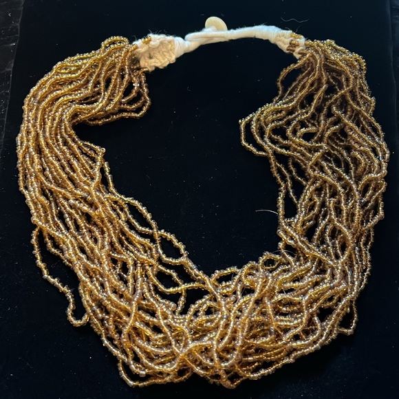 Brown and Cream Beaded Necklace - Picture 7 of 16